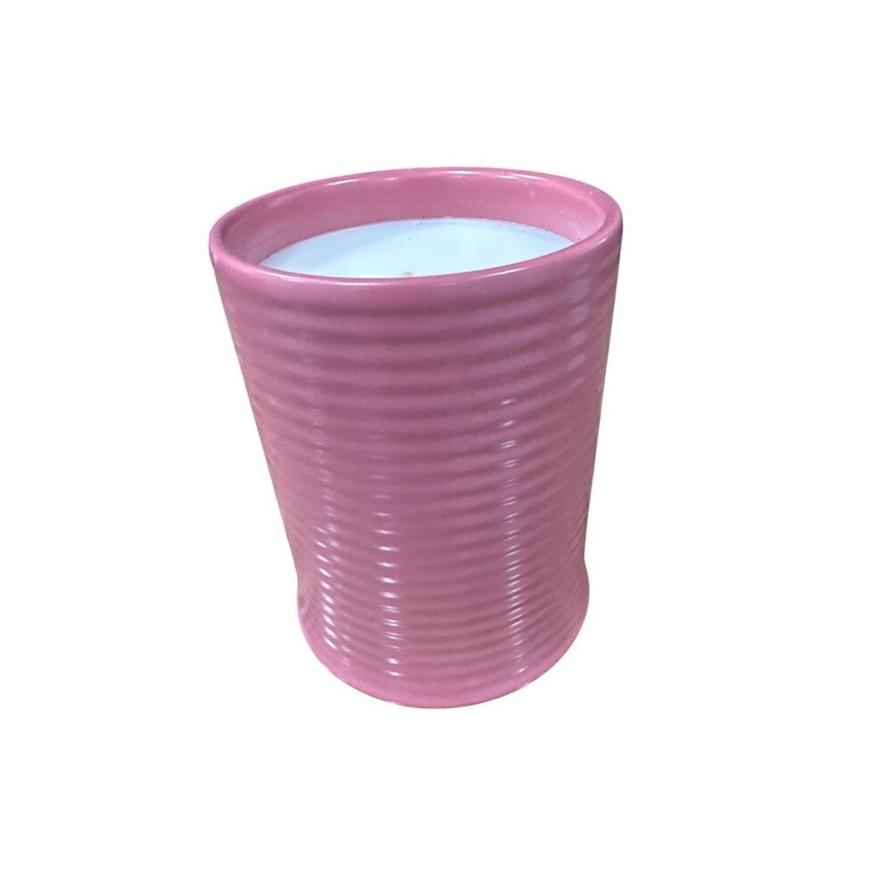 Pink Ceramic Candle In Ribbed Holder By Threshold - Fresh Linen Scented - 1 Wick